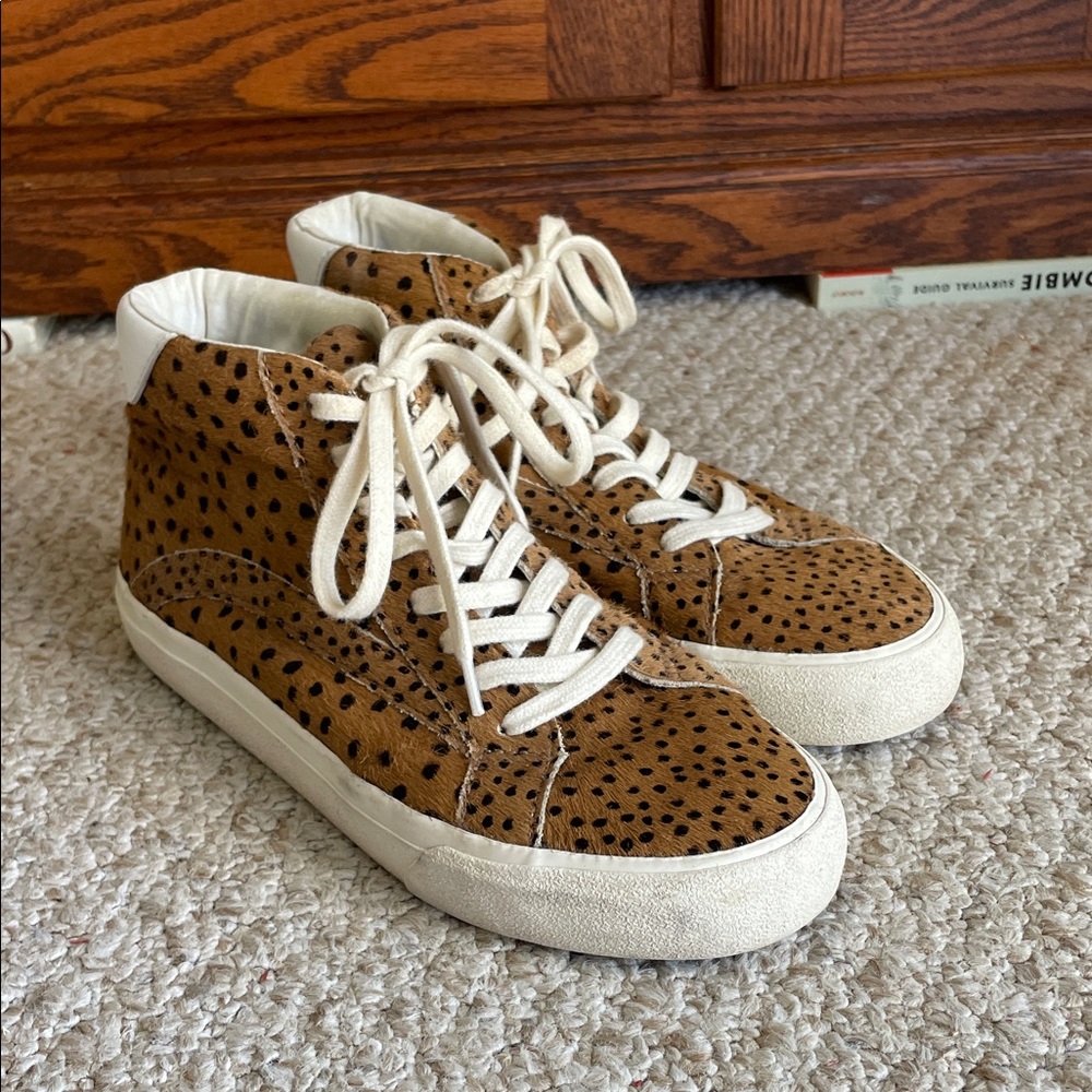 Madewell Sidewalk High-Top Sneakers in Spot Dot Calf Hair